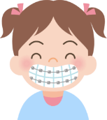 illustration of little girl with braces